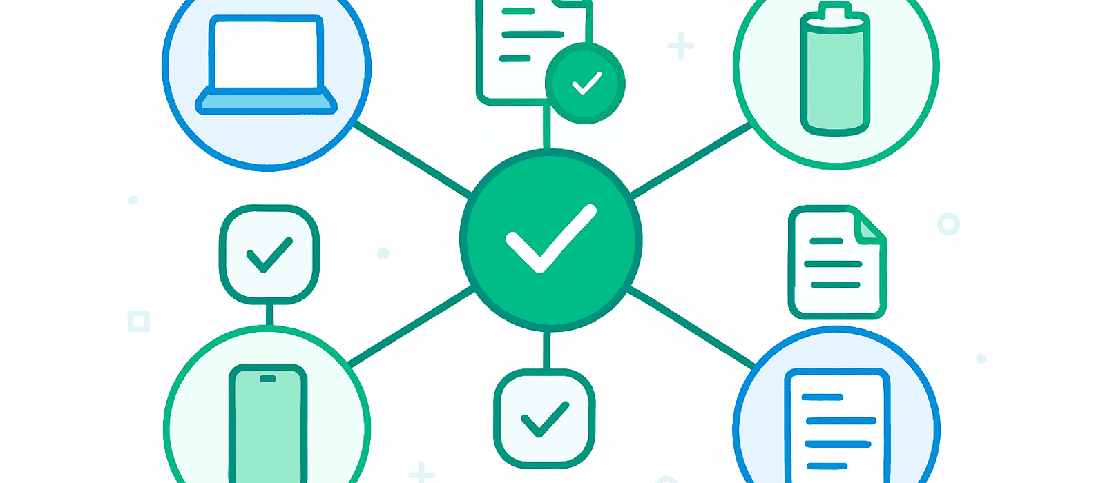 Compatibility graph connecting devices, replacement parts, and source documents